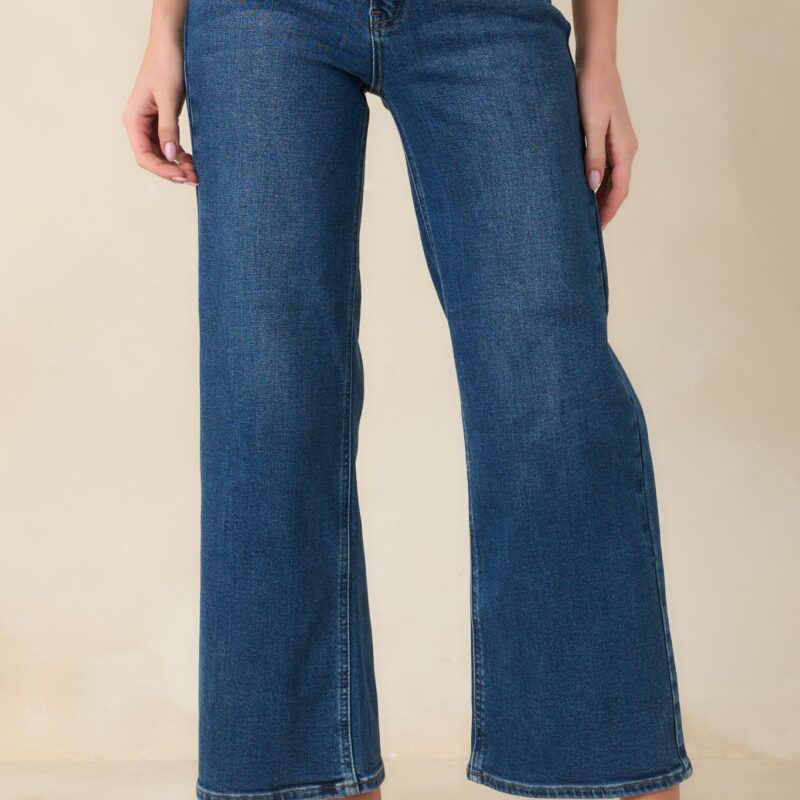 Into The Clouds Dark Wash Cropped Wide Leg Jeans