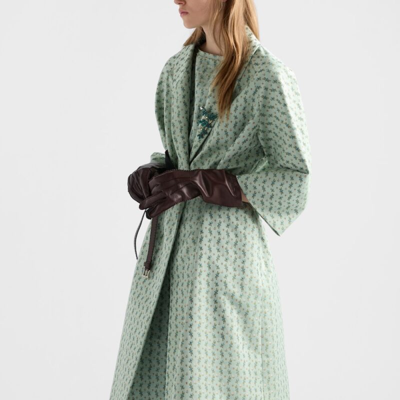 Alternative view of Prada Single-Breasted Floral Jacquard Duchesse Coat | Luxury Floral Designer Coat for Women