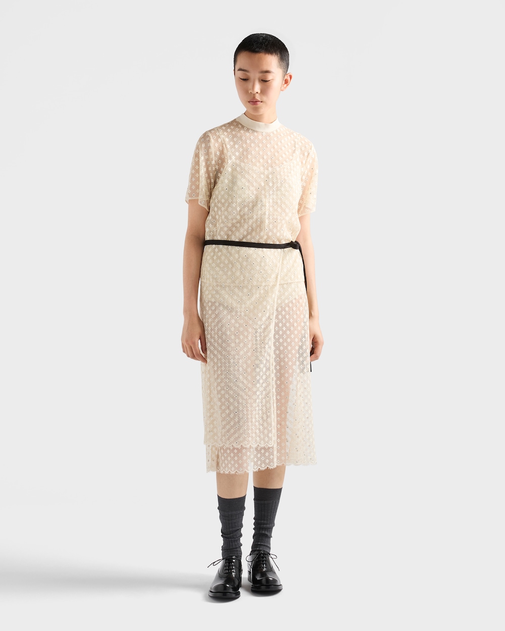 Prada Embroidered Lace Dress | Luxury Cotton Lace Midi Dress for Women - Image 6