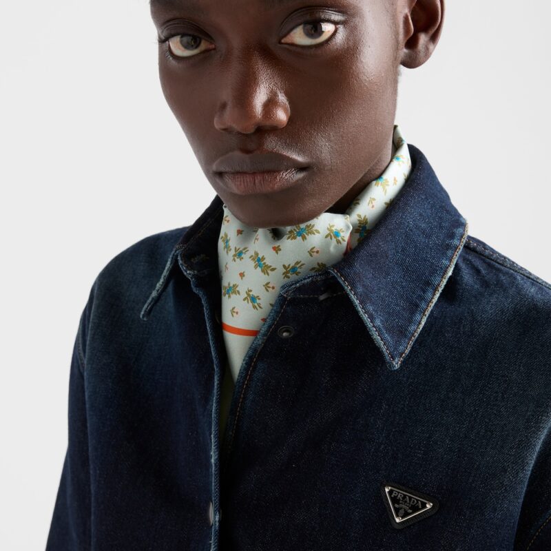 Alternative view of Prada Short-Sleeved Denim Shirt | Luxury Cotton Bowling Shirt for Men