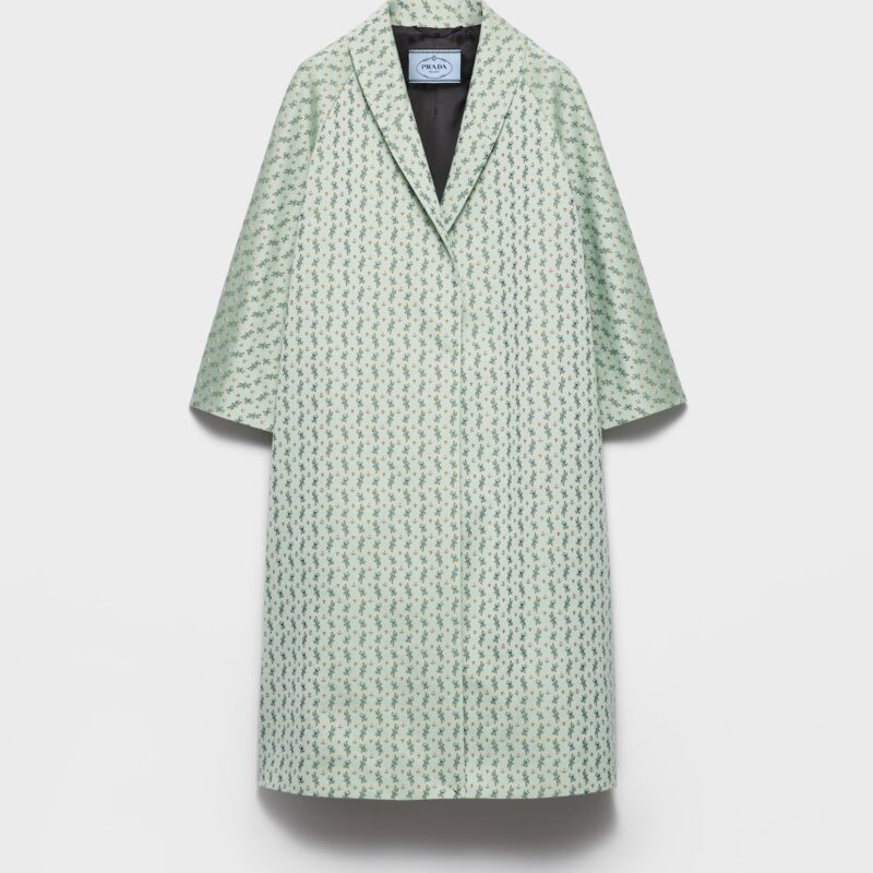 Prada Single-Breasted Floral Jacquard Duchesse Coat | Luxury Floral Designer Coat for Women