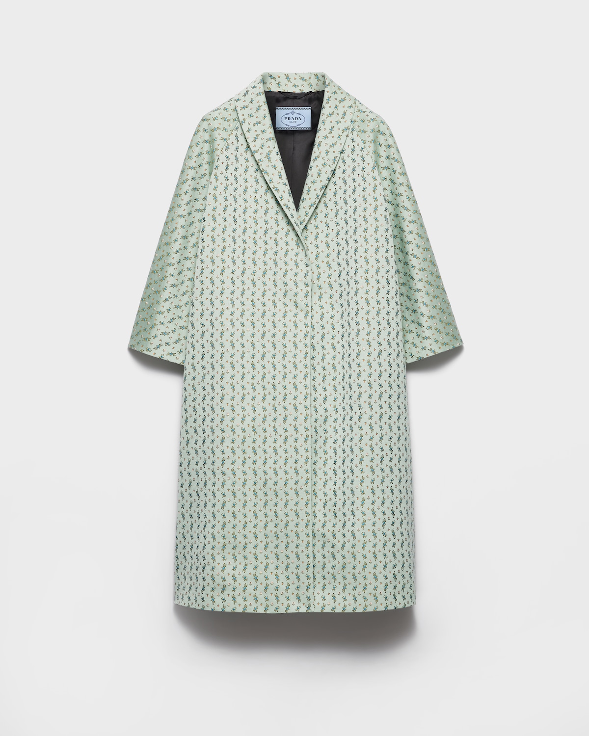 Prada Single-Breasted Floral Jacquard Duchesse Coat | Luxury Floral Designer Coat for Women