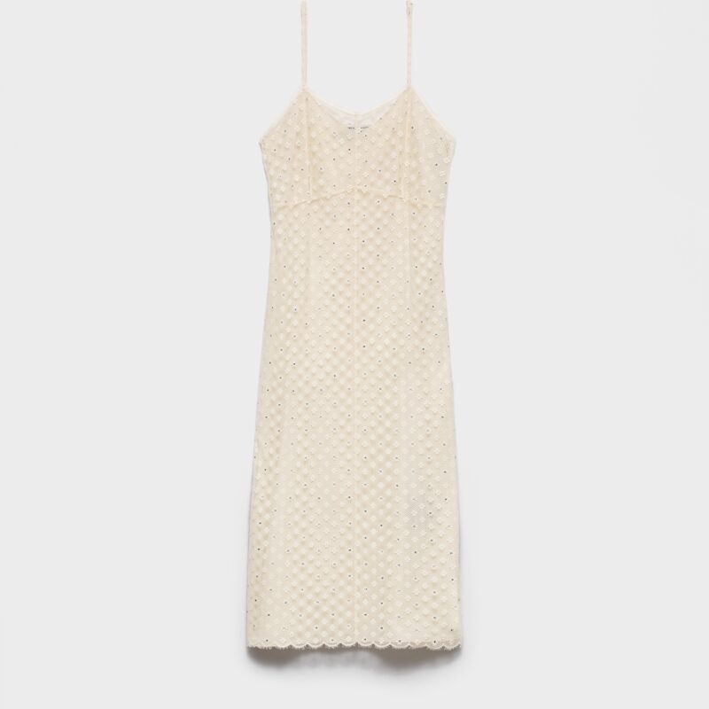 Prada Embroidered Lace Dress | Luxury Cotton Lace Midi Dress for Women