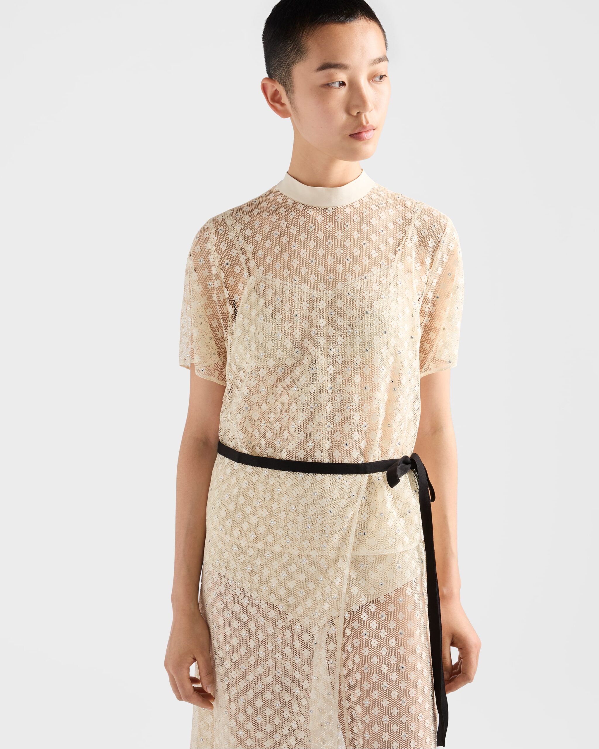 Prada Embroidered Lace Dress | Luxury Cotton Lace Midi Dress for Women - Image 4
